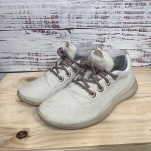 Allbirds Wool Runners Mizzles Merino Womens 8 Natural White And Taupe Low Lace